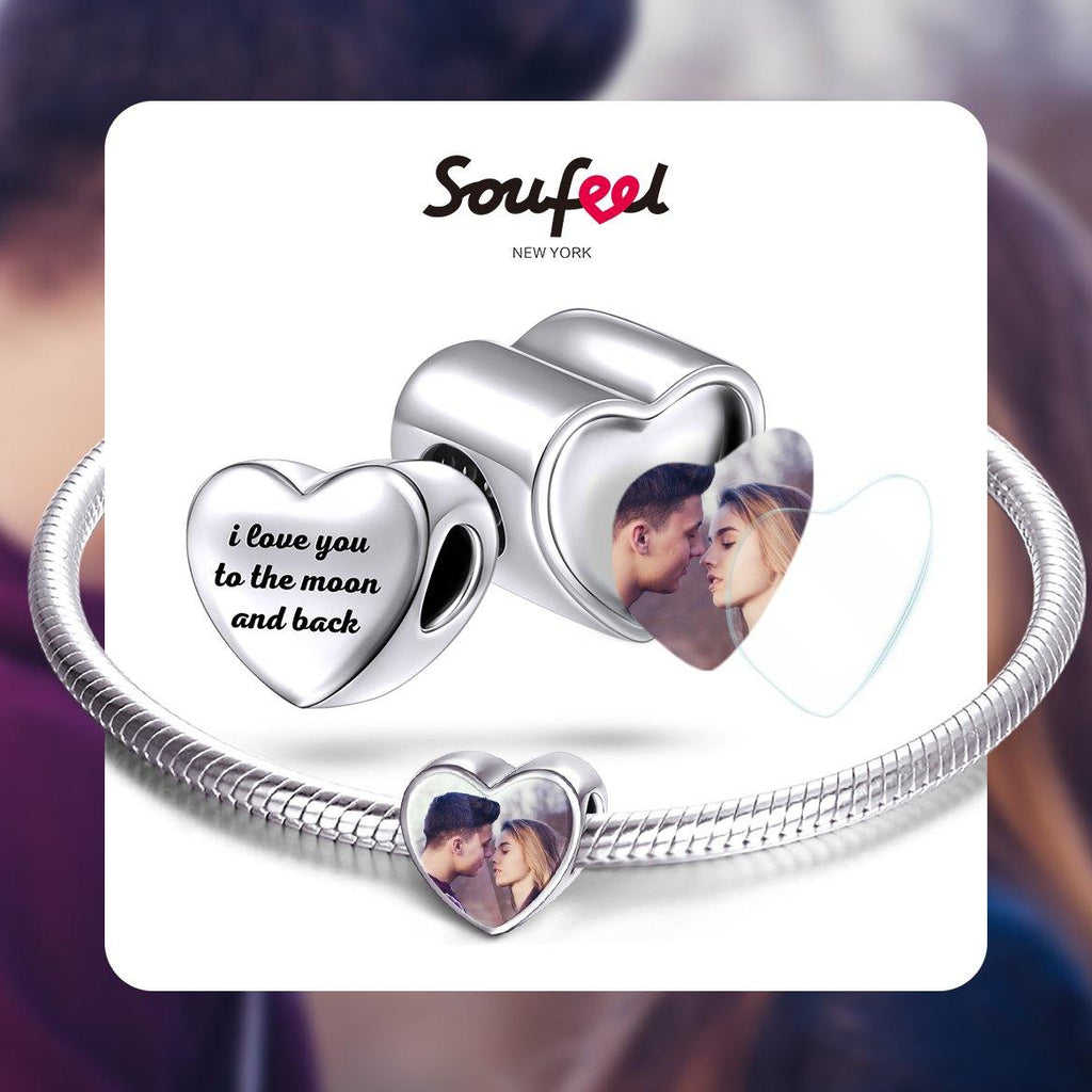Engraved Heart Photo Charm Gift For Her