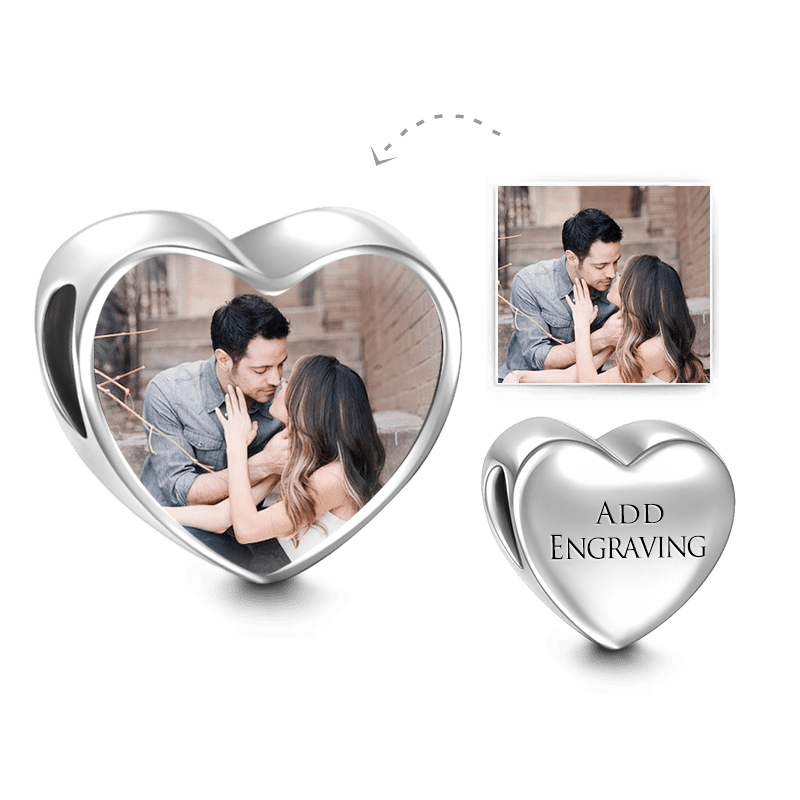 Engraved Heart Photo Charm Gift For Her