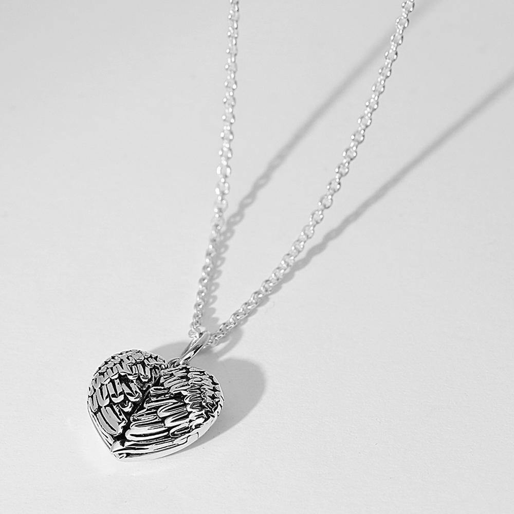 Engravable Photo Locket Necklace Personalized Heart Angel Wings Christmas Gifts