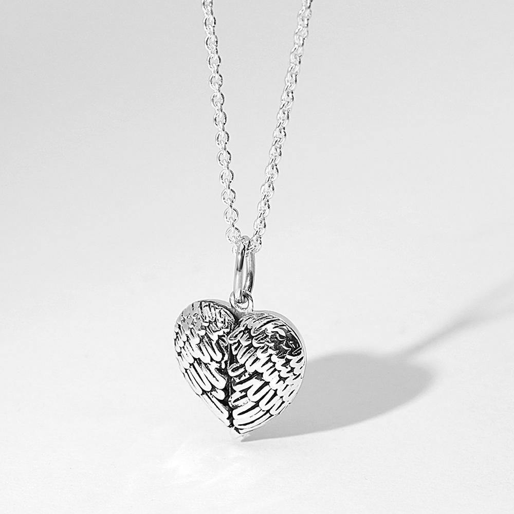 Engravable Photo Locket Necklace Personalized Heart Angel Wings Christmas Gifts