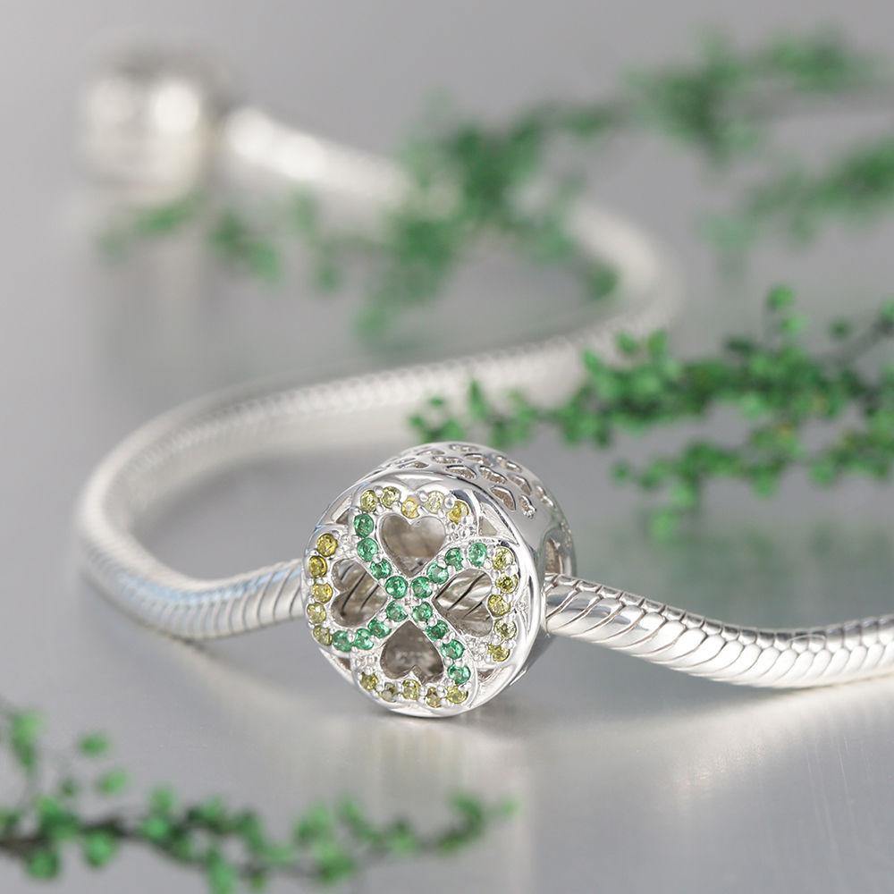 Green Four-leaf Clover Photo Charm