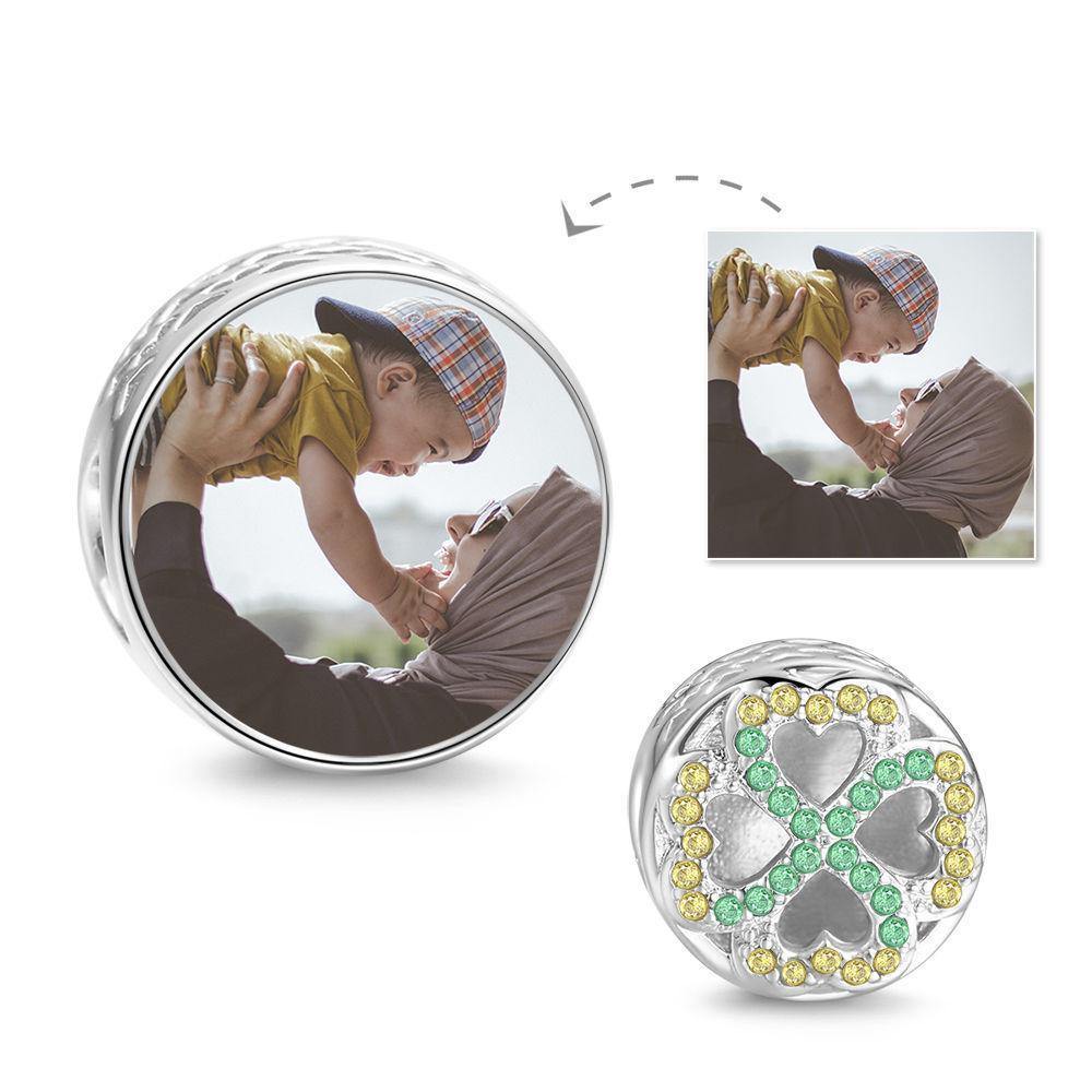 Green Four-leaf Clover Photo Charm
