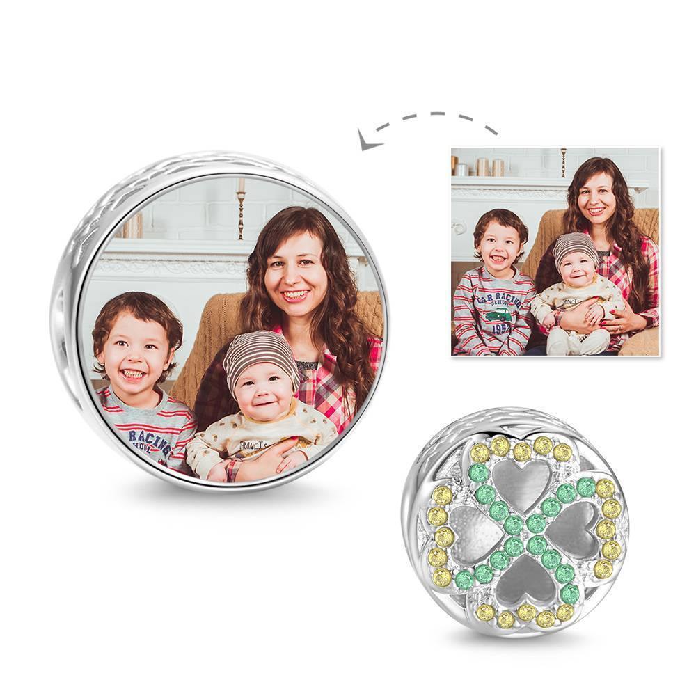 Green Four-leaf Clover Photo Charm