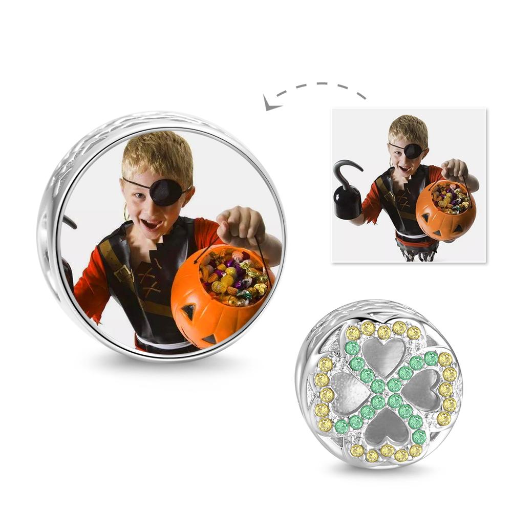 Green Four-leaf Clover Photo Charm