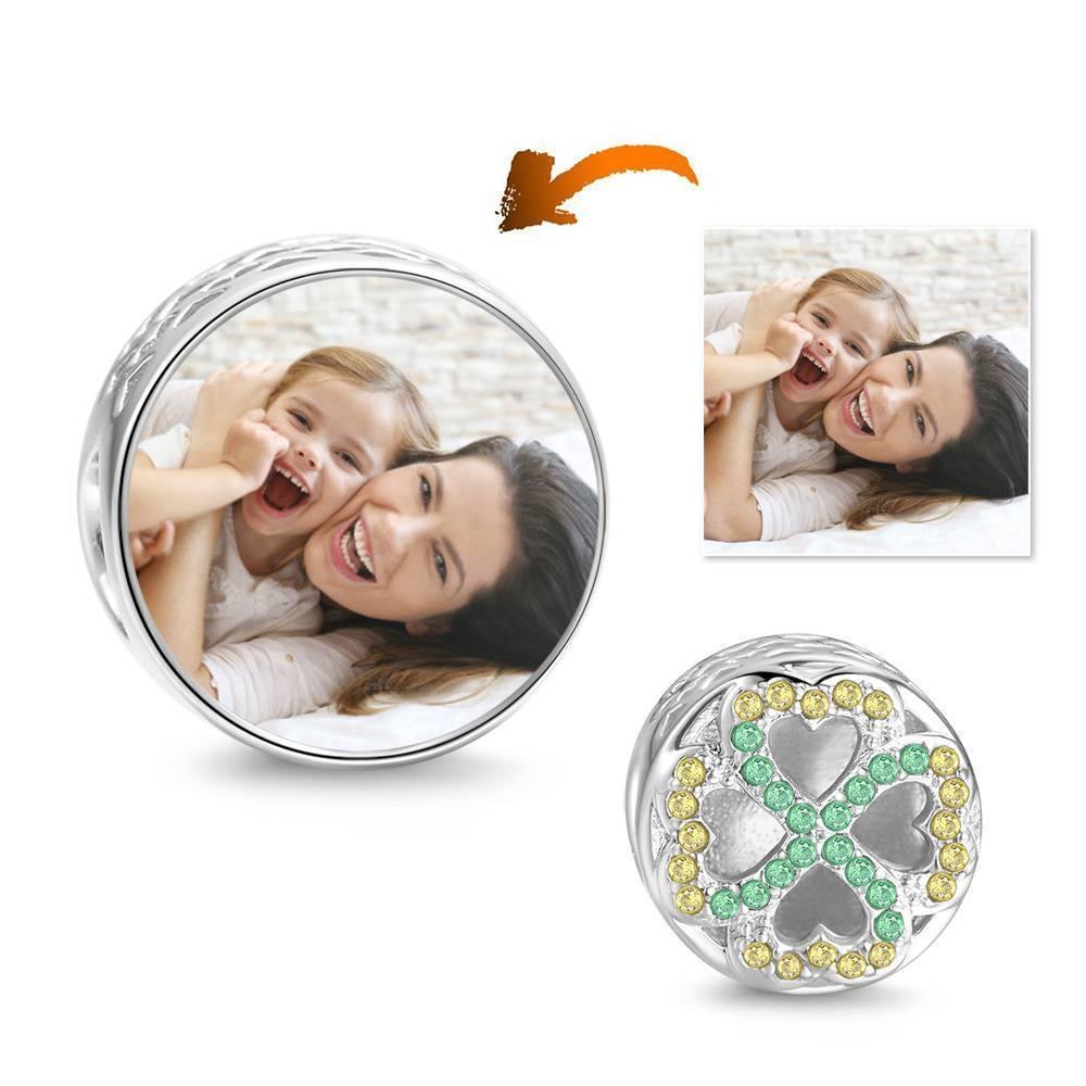 Green Four-leaf Clover Photo Charm