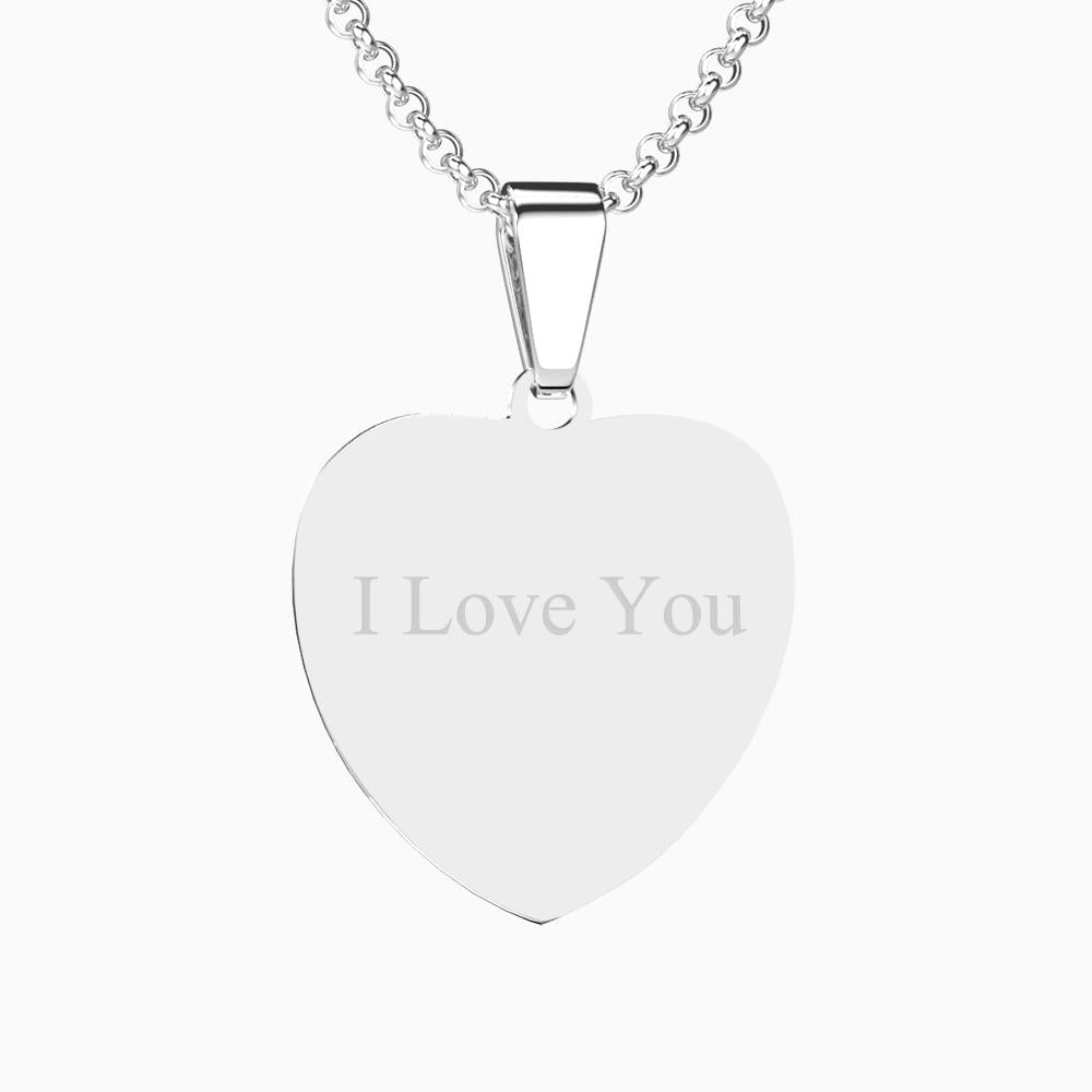 Photo Tag Heart Necklace With Engraving Stainless Steel Photo Necklaces