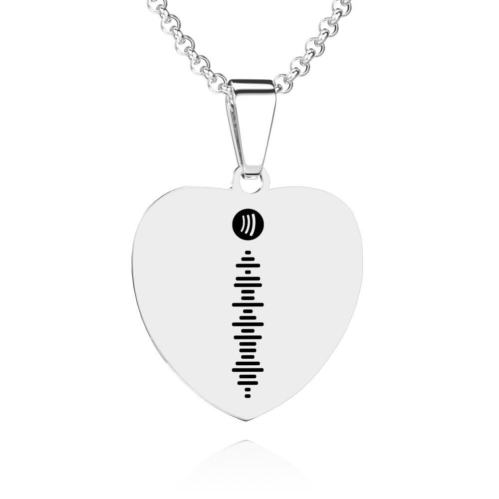 Scannable Spotify Code Necklace Engraved Heart Tag Necklace Custom Music Song Necklace Gifts for Girlfriend