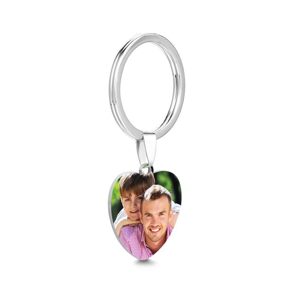 Heart Tag Photo Key Chain With Engraving Stainless Steel
