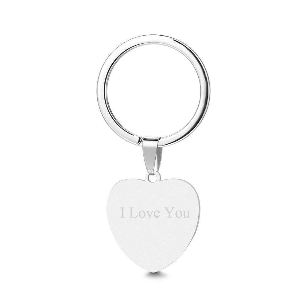 Heart Tag Photo Key Chain With Engraving Stainless Steel