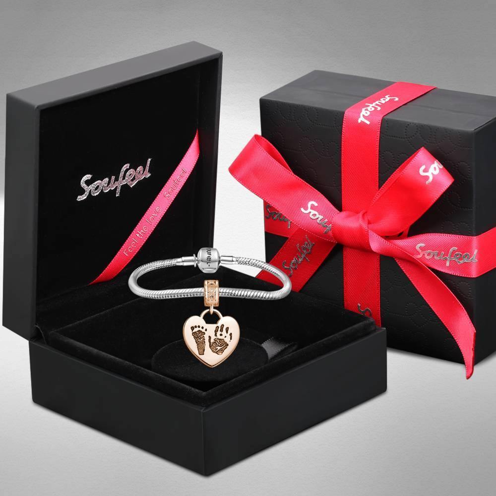 Photo Charm with Child's Footprint, Remembrance Jewelry Rose Gold Plated