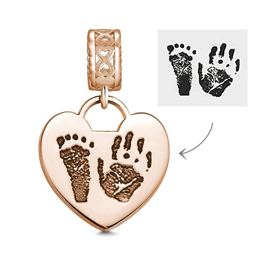 Photo Charm with Child's Footprint, Remembrance Jewelry Rose Gold Plated