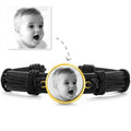 Photo Bracelet, Keepsake Gift Black LeatherRound-shaped 14K Plated Gold Golden - Photocopying