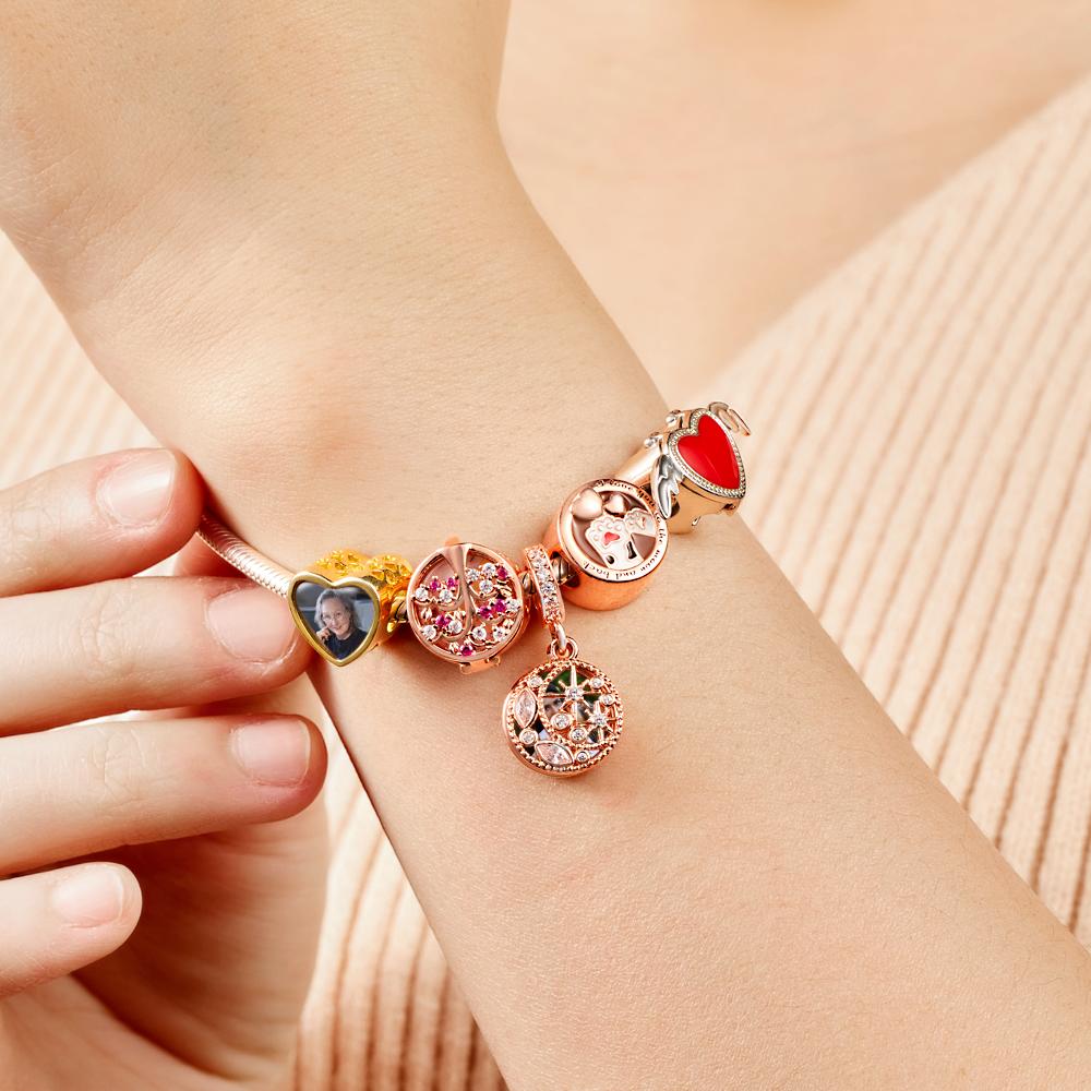 Custom Photo Charm Heart-shaped Hollow Carved Commemorative Gifts for Grandma