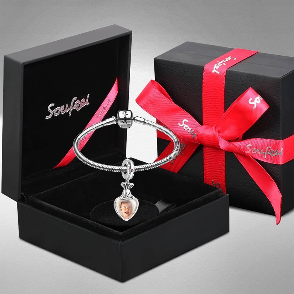 Photo Charm Heart Dangle with Soufeel Crystal Platinum Plated