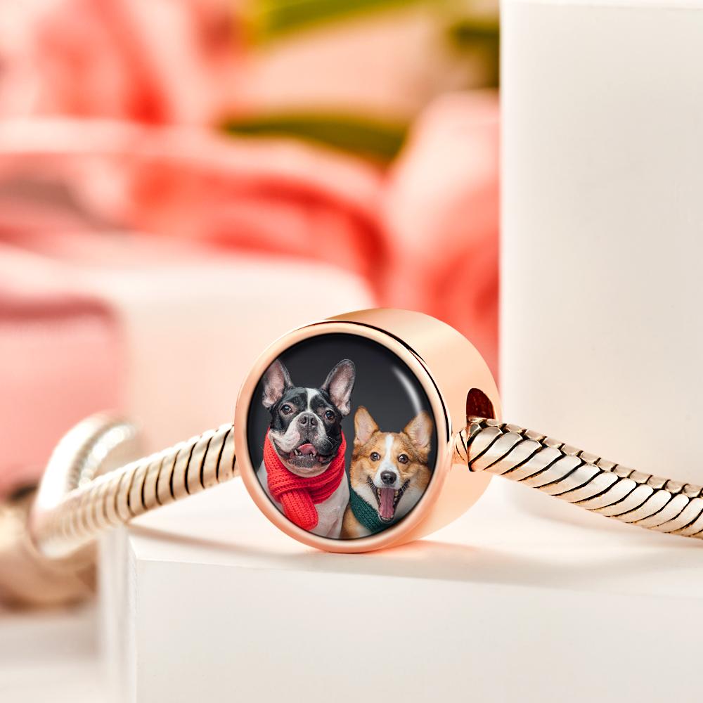 Custom Photo Charm Pet Paws Rose Gold Charm Gift for Pet Lover