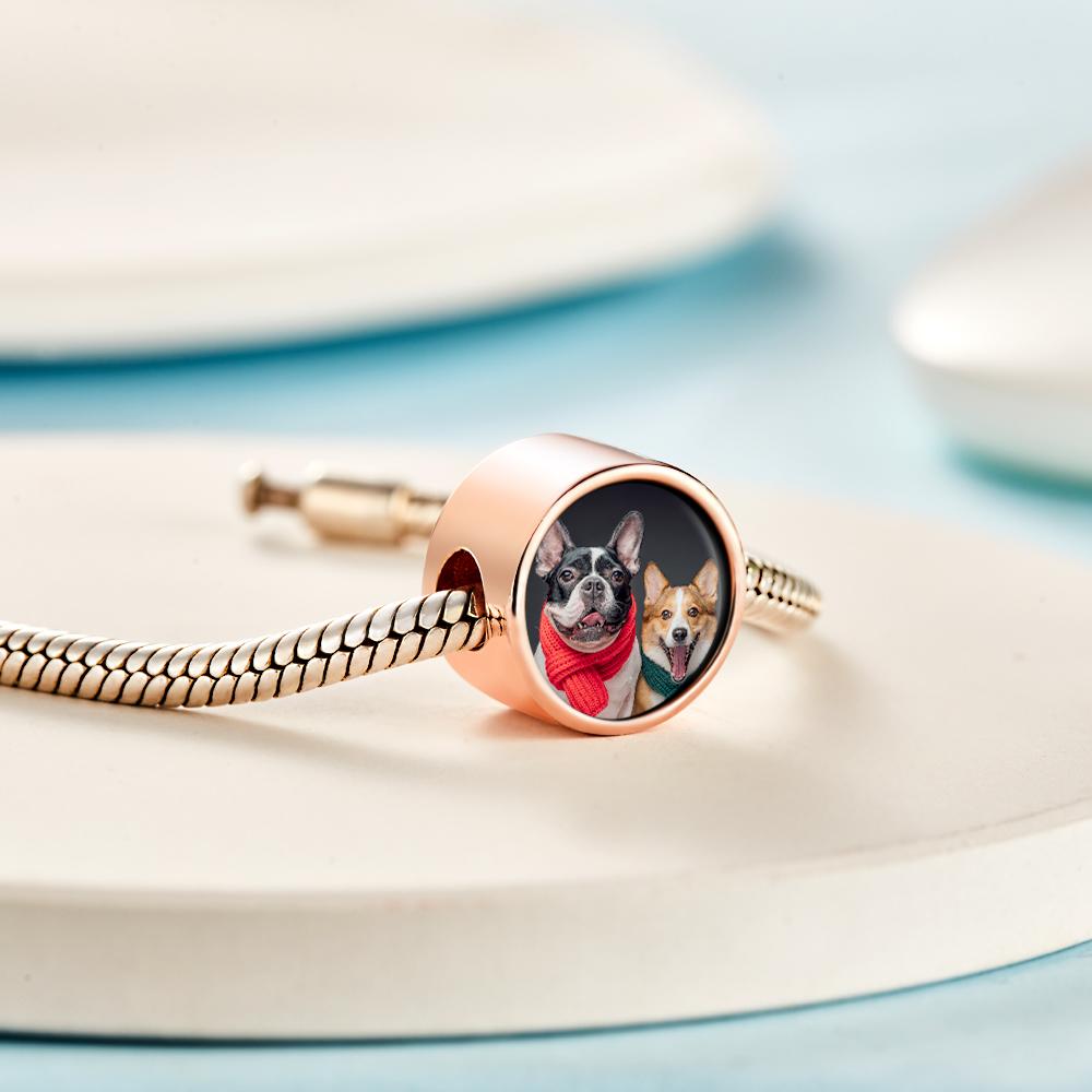 Custom Photo Charm Pet Paws Rose Gold Charm Gift for Pet Lover