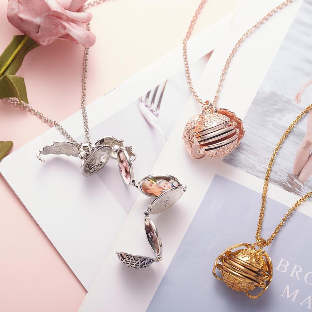 Photo Wings Necklace Pendant Personalized Custom Photo Locket Frame Antique Mother's Day Gift