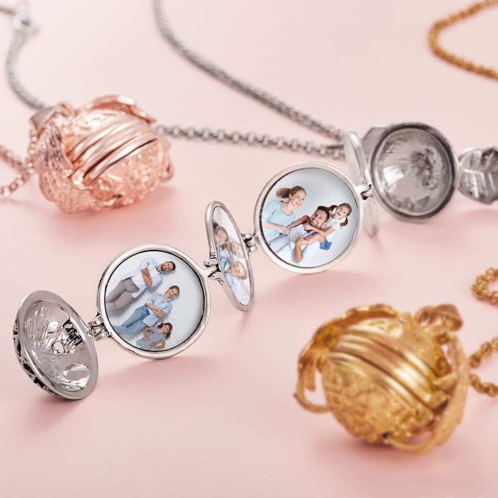 Photo Necklace Pendant Personalized Custom Photo Locket Frame Gifts For Women Girls Graduation Jewelry Antique Silver
