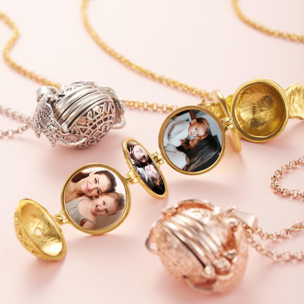 Photo Wings Necklace Pendant Personalized Custom Photo Locket Frame Antique Mother's Day Gift