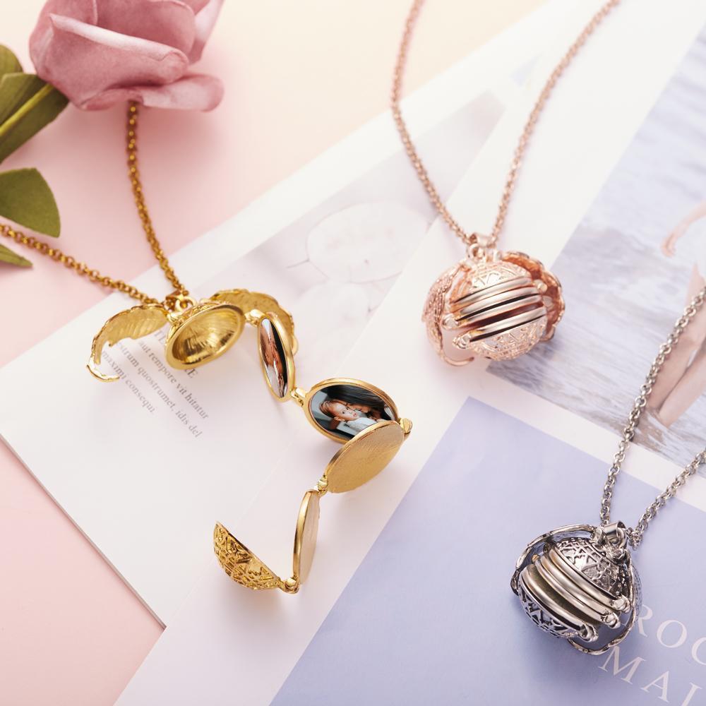 Photo Wings Necklace Pendant Personalized Custom Photo Locket Frame Antique Mother's Day Gift