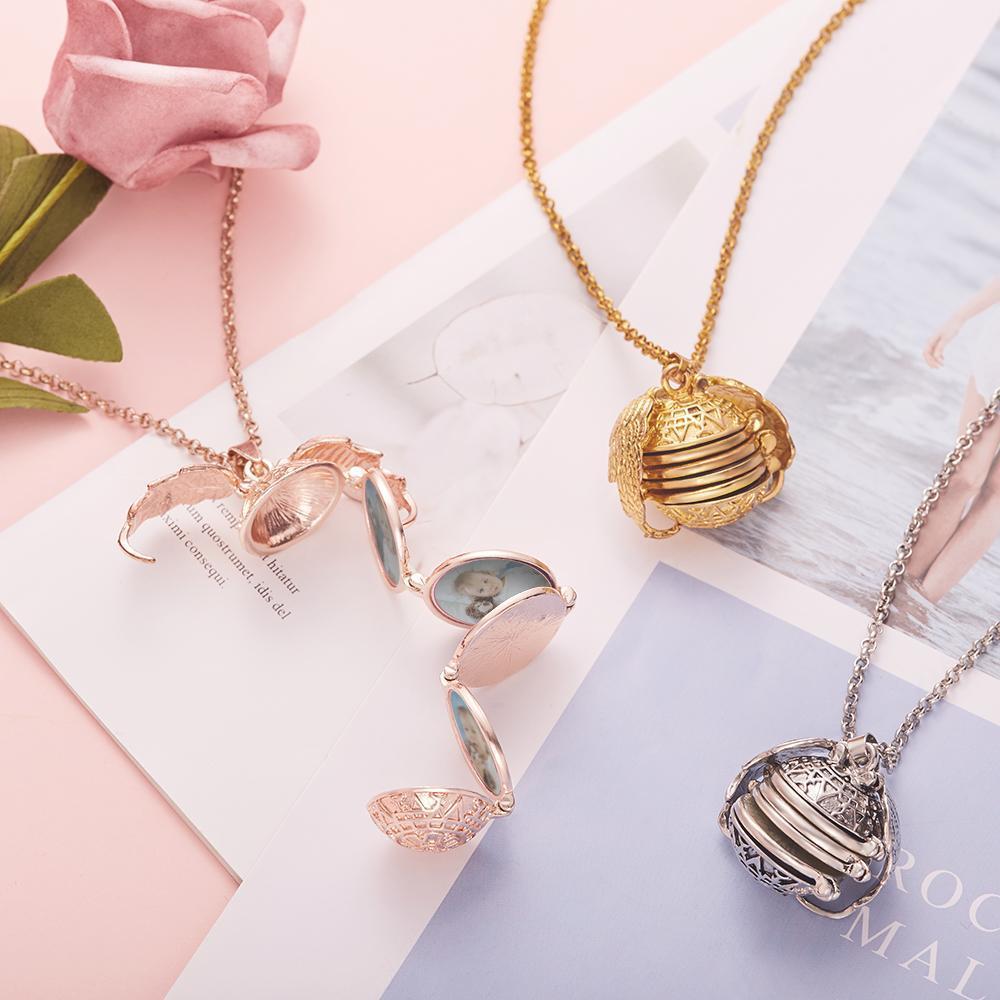 Photo Necklace Pendant Personalized Custom Photo Locket Frame Gifts For Women Girls Graduation Jewelry Antique Silver