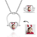 Photo Necklace, Photo Ring Couple's Gifts Dual-use (Ring Size 5#)