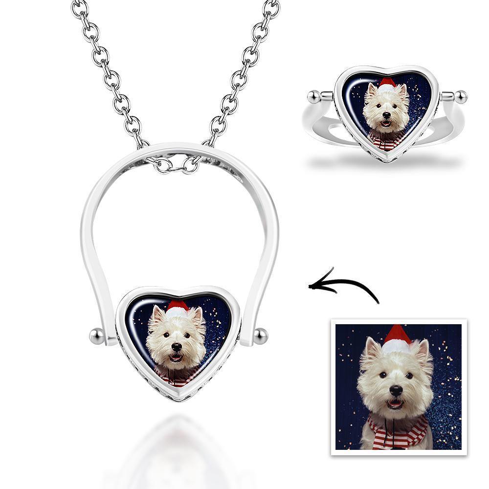 Photo Necklace, Photo Ring Gifts Dual-use (Ring Size 7#)