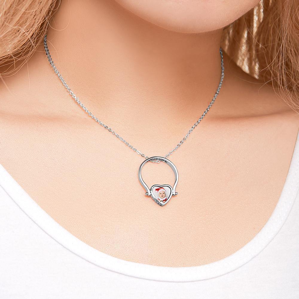 Photo Necklace, Photo Ring Couple's Gifts Dual-use (Ring Size 8#)