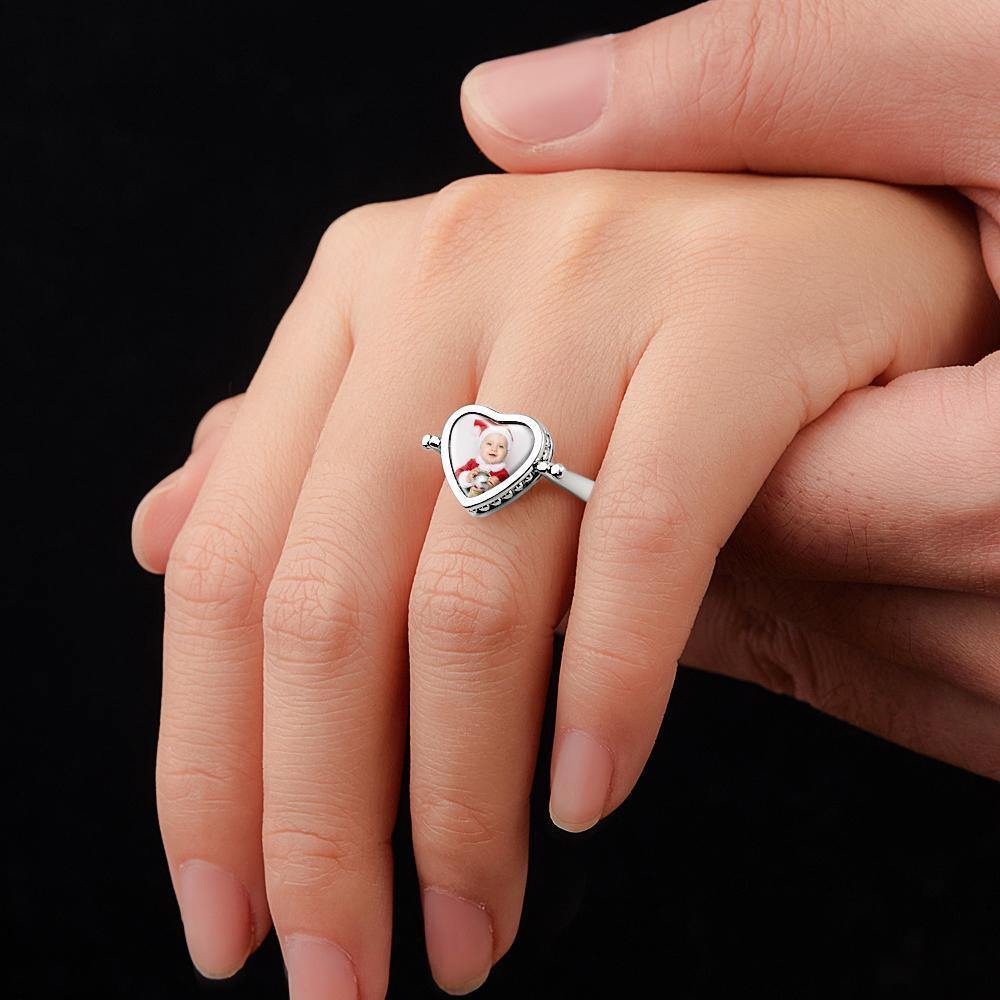 Photo Necklace, Photo Ring Couple's Gifts Dual-use (Ring Size 8#)