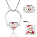 Photo Necklace, Photo Ring Couple's Gifts Dual-use (Ring Size 8#)