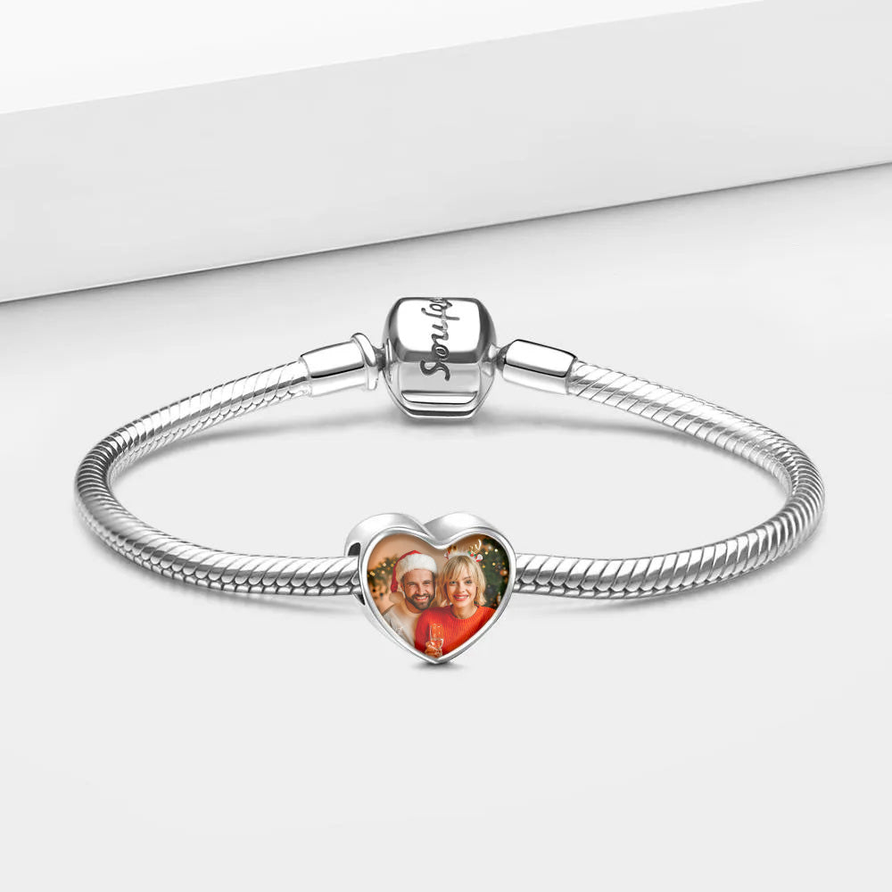 Custom Photo Charm Engraved Heart  Picture Charm Gifts for Christmas