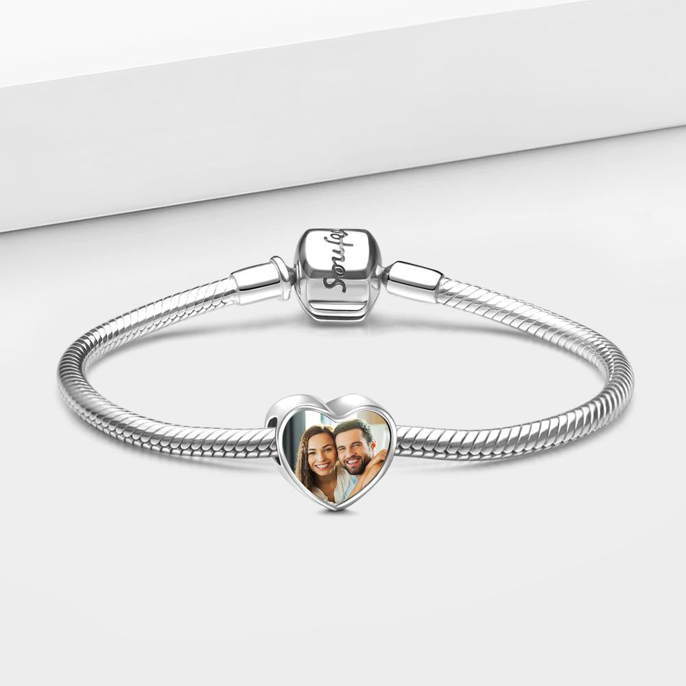 Custom Photo Charm Engraved Heart  Picture Charm Gifts For Couples