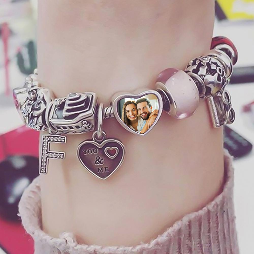 Custom Photo Charm Engraved Heart  Picture Charm Gifts For Couples