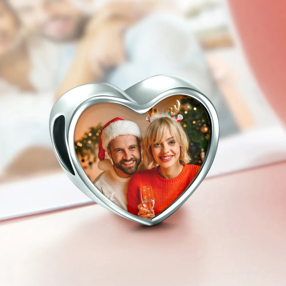 Custom Photo Charm Engraved Heart  Picture Charm Gifts for Christmas