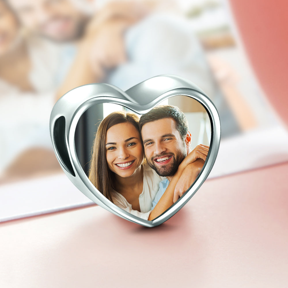 Custom Photo Charm Engraved Heart  Picture Charm Gifts For Couples
