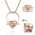 Custom Photo Necklace, Photo Ring Couple's Gifts Dual-use (Ring Size 5#) Rose Gold Plated