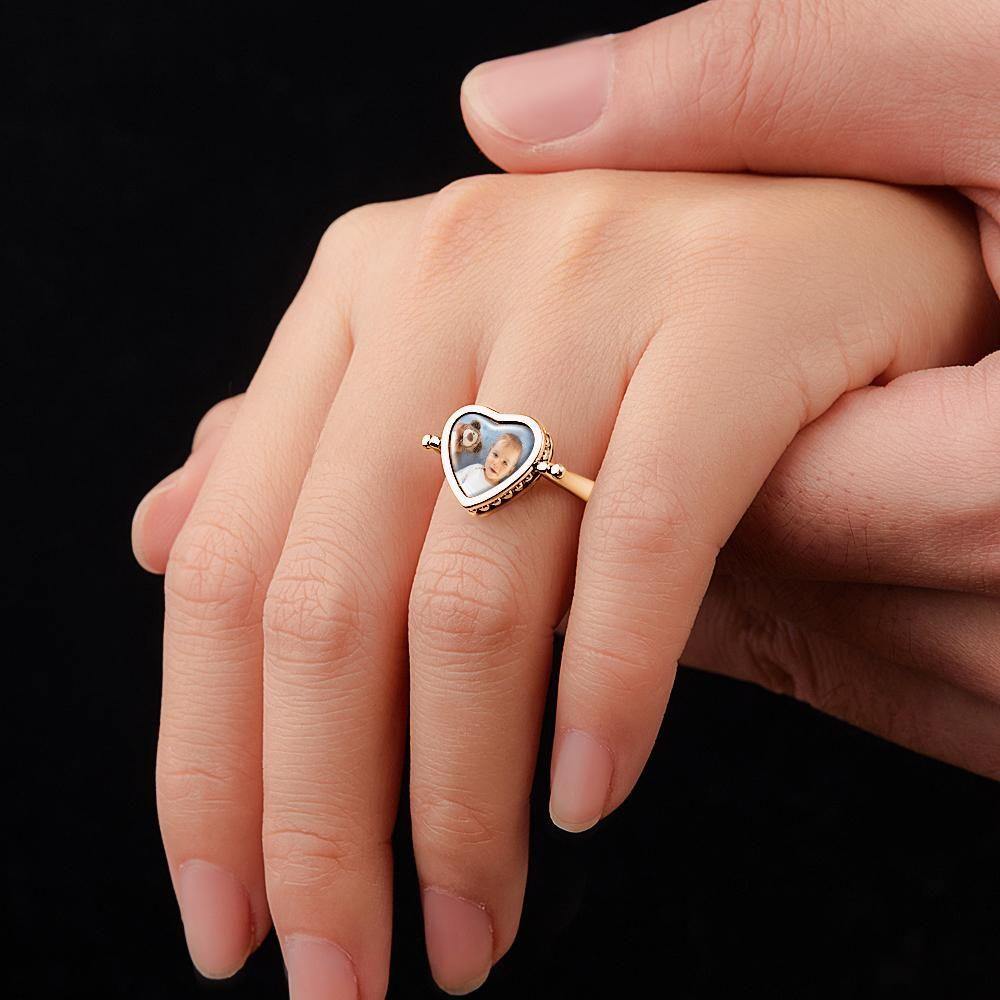 Photo Necklace, Photo Ring Gifts Dual-use (Ring Size 7#) 14k Gold Plated