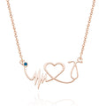 Custom Birthstone Necklace Heartbeat Commemorative Gifts
