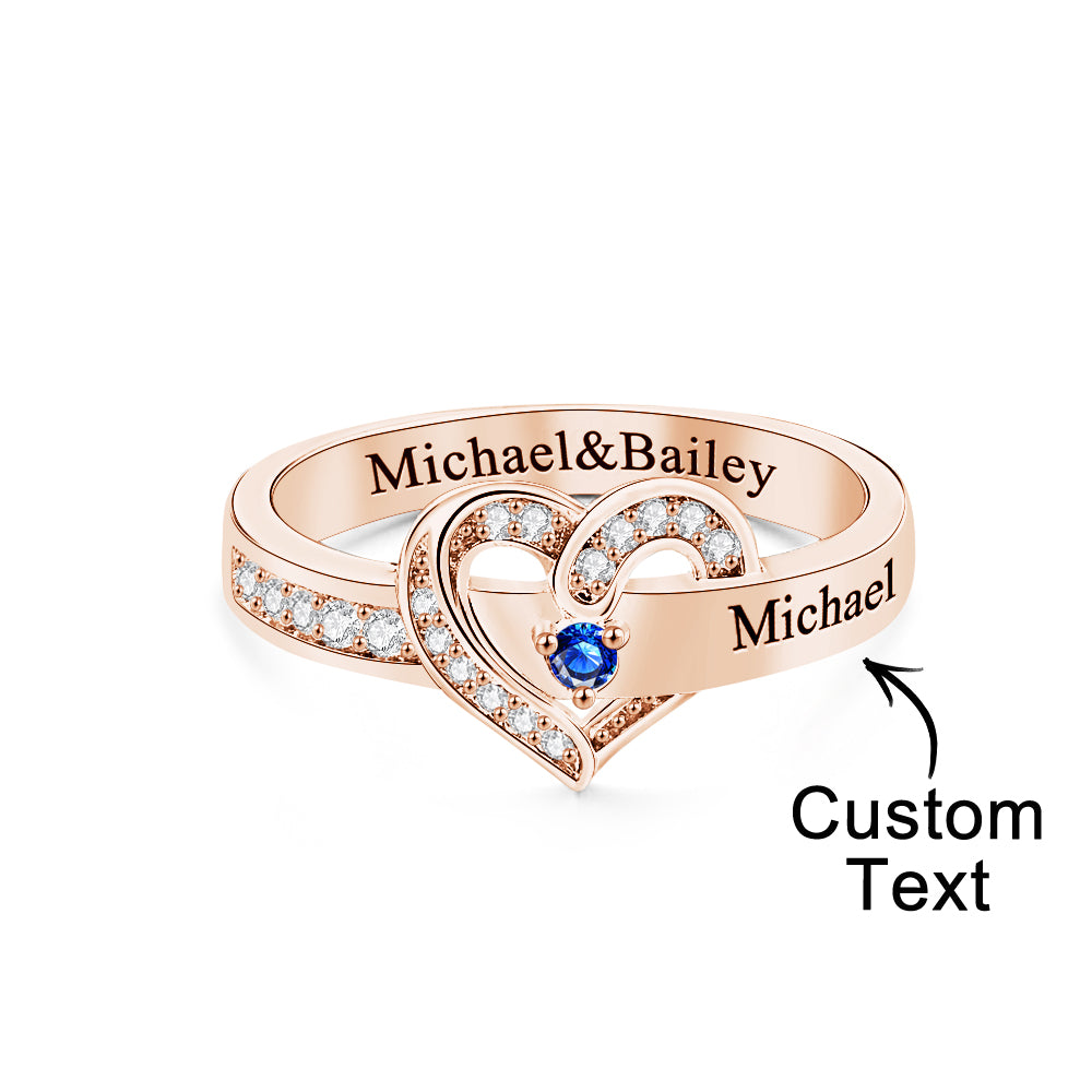 Personalized 1-8 Birthstones Heart Family Ring Where Hearts Meet Love Gleams In Every Stone Mother's Day Gift