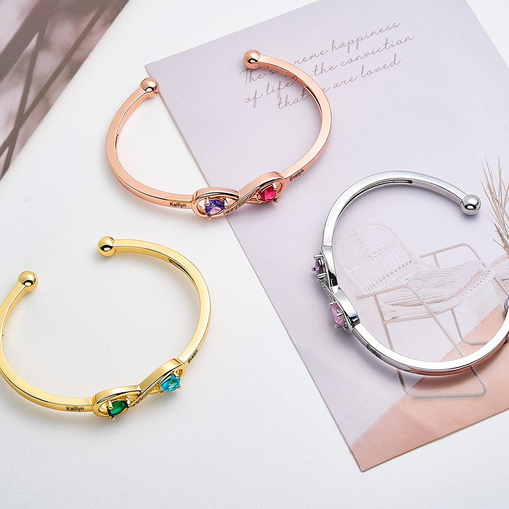 Personalized Infinity Birthstone Bracelet Custom Forever Link Bracelet The Infinite Connection Birthstone Bracelet Mother and Daughter Bracelet