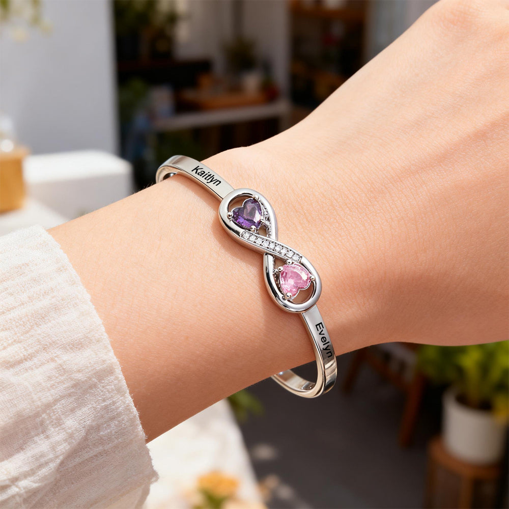 Personalized Infinity Birthstone Bracelet Custom Forever Link Bracelet The Infinite Connection Birthstone Bracelet Mother and Daughter Bracelet