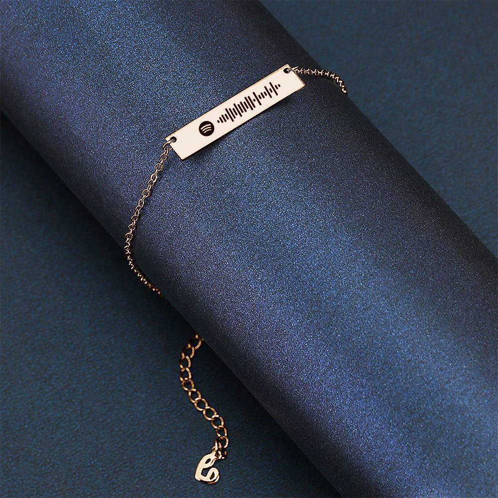 Scannable Spotify Code Anklet Spotify Favorite Song Engraved Bar Anklet Rose Gold Anniversary Gifts