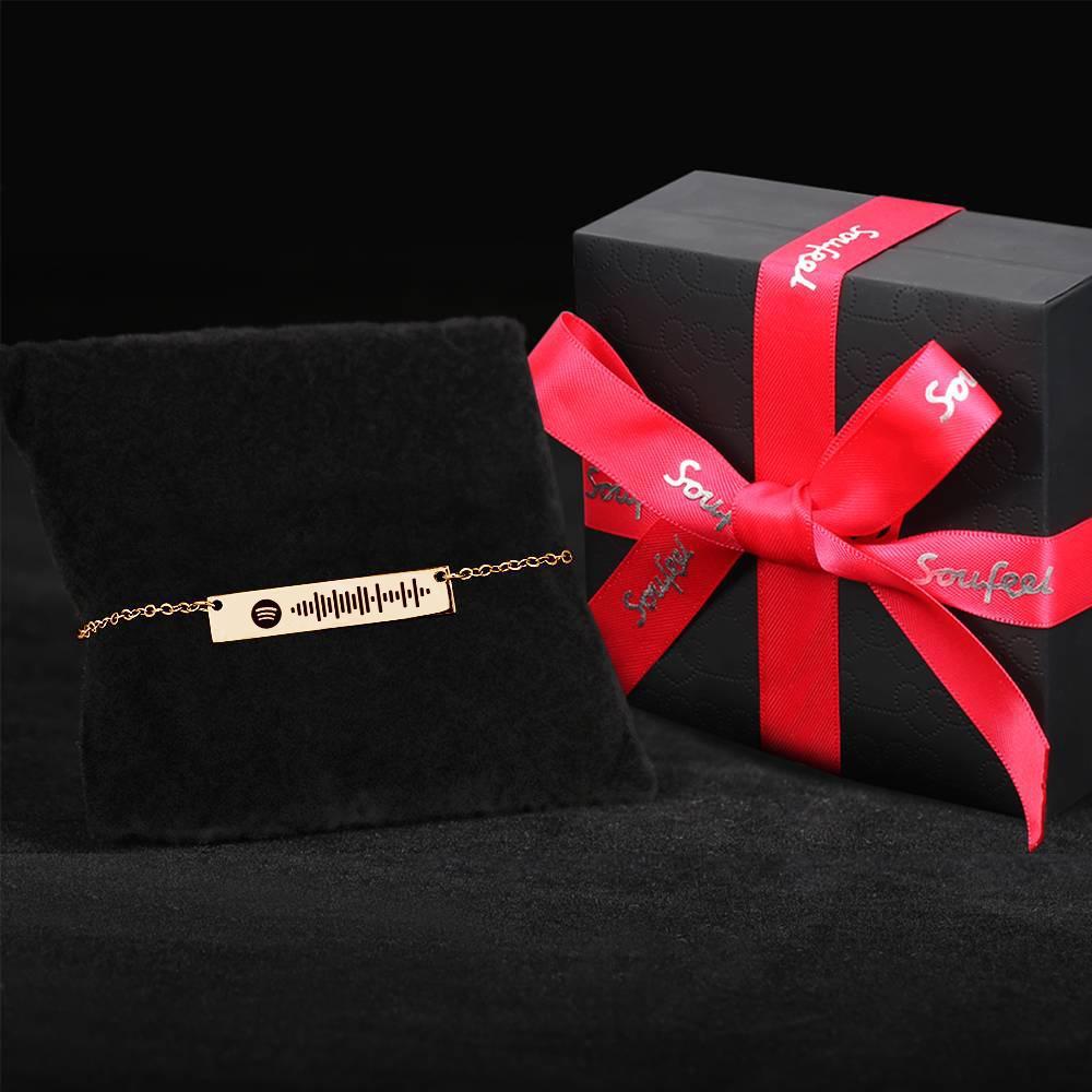 Scannable Spotify Code Anklet Spotify Favorite Song Engraved Bar Anklet Rose Gold Anniversary Gifts