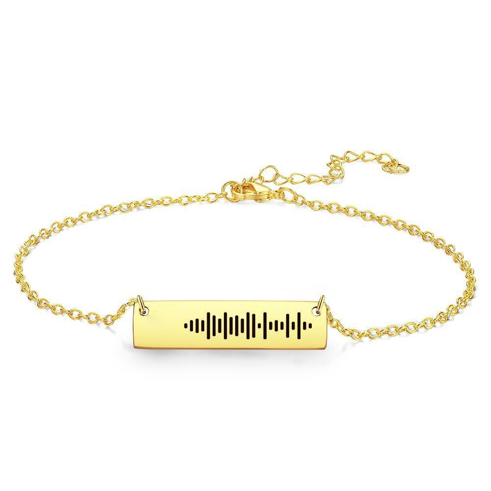 Scannable Music Code Anklet Engraved Bar Anklet Golden Color Gifts for Valentine's Day