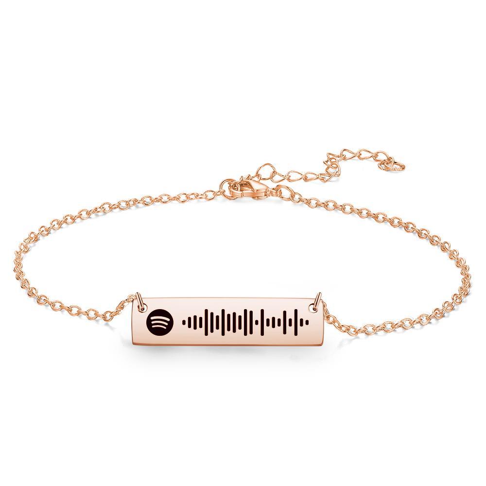 Scannable Spotify Code Anklet Spotify Favorite Song Engraved Bar Anklet Rose Gold Anniversary Gifts