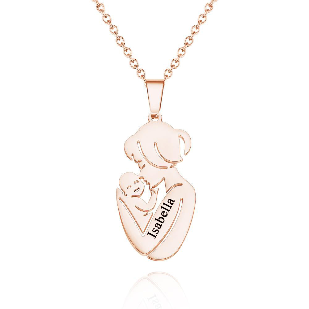 Custom Engraved Mother Baby Necklace Personalized Family Jewelry Gifts for Mother