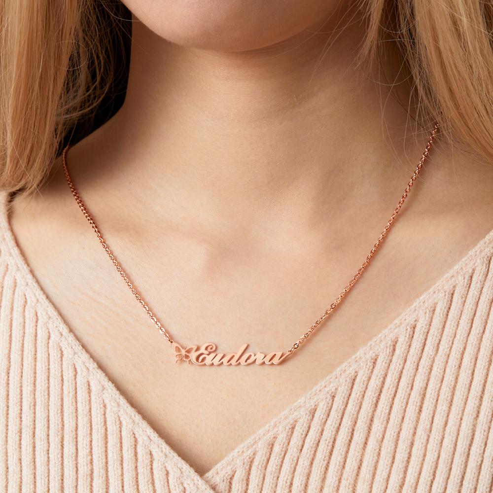 Name Necklace With Butterfly Personalized Pretty Name Necklace Unique Gift for Her