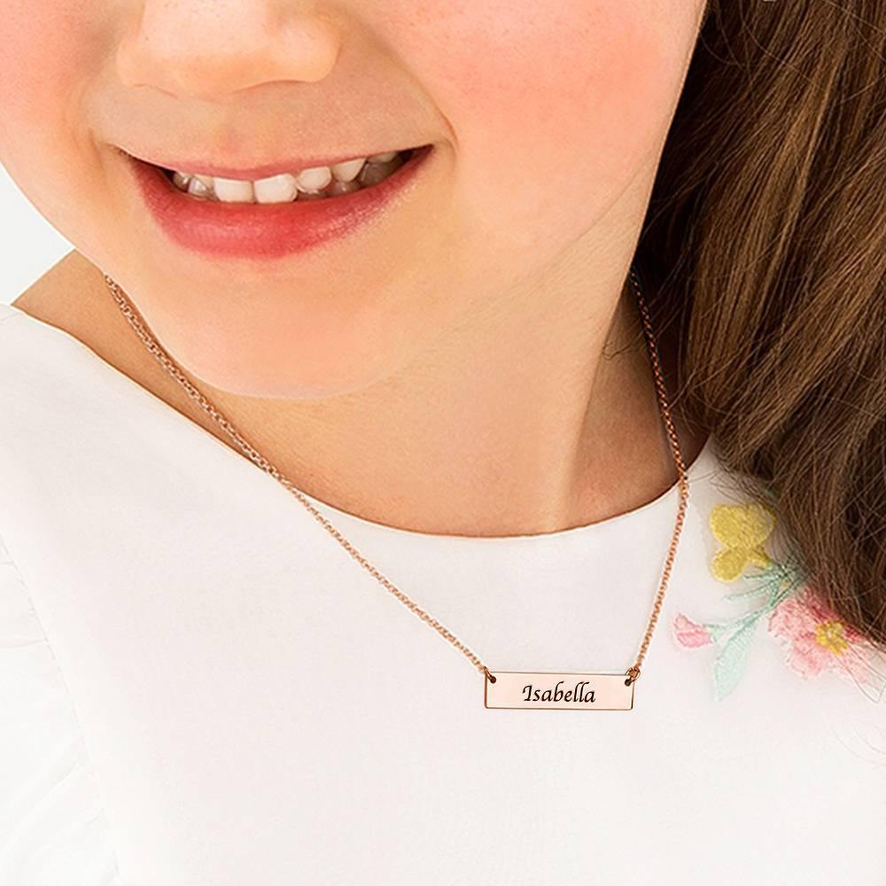 Children's Engraved Bar Necklace Rose Gold Plated