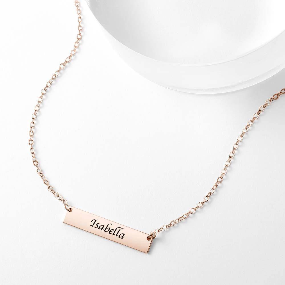Children's Engraved Bar Necklace Rose Gold Plated