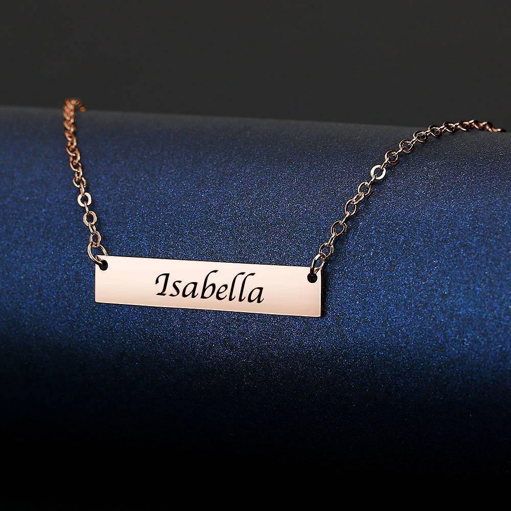 Children's Engraved Bar Necklace Rose Gold Plated
